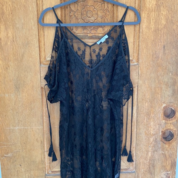 FAVLUX lace maxi sheer dress coverup tassels LARGE swim cover - Picture 2 of 13
